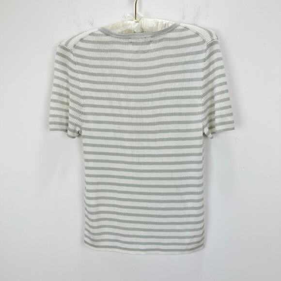 Madewell Micro Rib Sweater Tee Shirt Top Minimalist Viscose Monument Medium NWT - Picture 12 of 13
